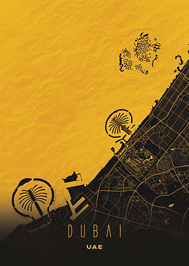 Dubai, UAE City Map Artwork - Modern Minimalist Street Map of Dubai's Iconic Urban Landscape