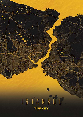 Istanbul, Turkey City Map Artwork - Modern Minimalist Street Map of Istanbul's Iconic Urban Landscape