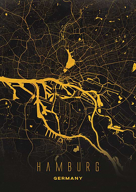 Hamburg, Germany City Map Artwork - Modern Minimalist Street Map of Hamburg's Iconic Urban Landscape