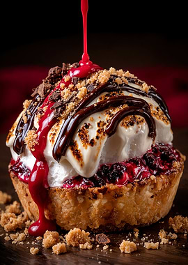 Delicious Dessert with Berries and Toppings