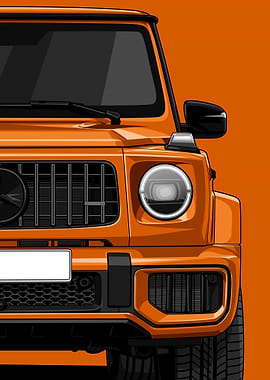 Orange Mercedes-Benz G-Class Illustration