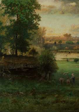 Pastoral Landscape with Shepherdess and Sheep