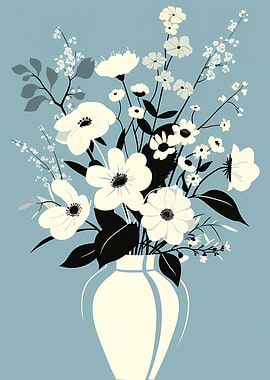 Floral arrangement in vase illustration