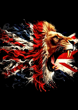 Lion Roar with Union Jack Flag