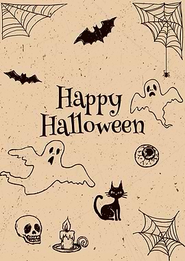 Happy Halloween Sketch with Spooky Elements