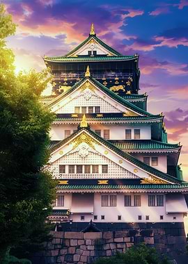Osaka Castle at Sunset