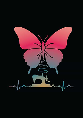 Sewing Machine Butterfly Heartbeat Design