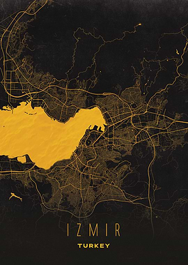 Izmir, Turkey City Map Artwork - Modern Minimalist Street Map of Izmir's Iconic Urban Landscape
