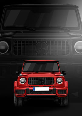 Red Mercedes-Benz G-Class Illustration