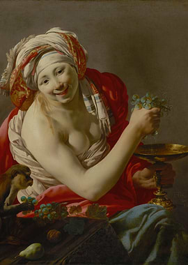 Hendrick ter Brugghen – Bacchante with an Ape (1627) | Baroque Allegorical Masterpiece