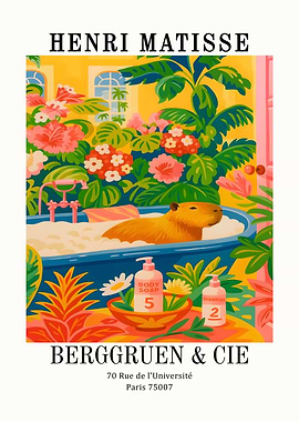 Capybara in Bathtub Henri Matisse Style