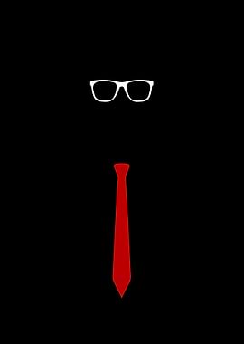Minimalist Glasses and Tie on Black