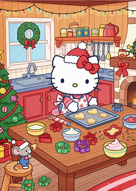Hello Kitty Christmas Baking Scene