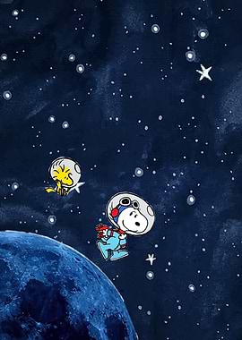Snoopy and Woodstock in Space