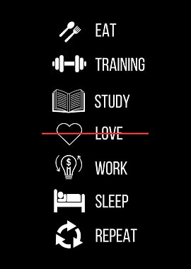 Daily Routine: Eat, Train, Study, Work