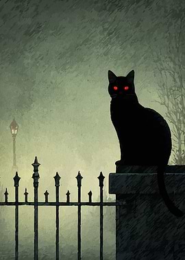 Black Cat with Red Eyes