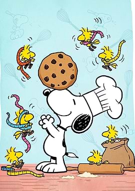 Snoopy the Baker with Woodstock Friends