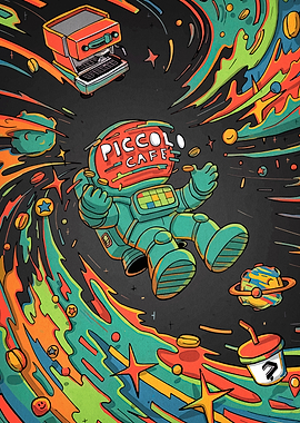 Astronaut in Space with Coffee Theme