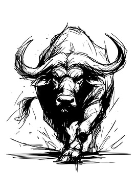 Charging Buffalo Sketch