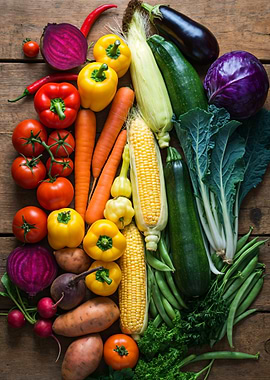 Fresh Vegetables on Wooden Surface