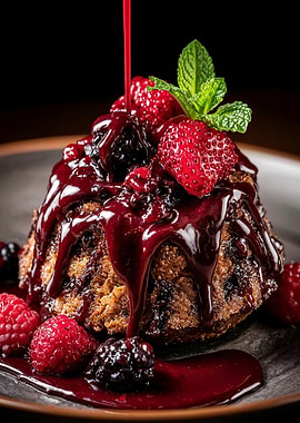 Berry Cake with Red Sauce