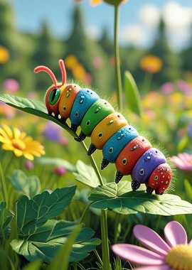 Colorful Caterpillar on a Leaf