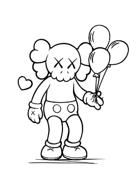 KAWS Companion with Balloons Line Art