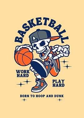 Basketball Skeleton Cartoon Illustration