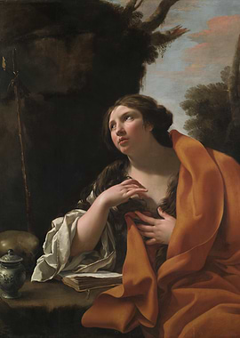 Simon Vouet – Saint Mary Magdalen (c. 1625) | Baroque Religious Masterpiece of Repentance and Light