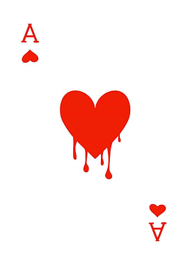 Ace of Hearts Dripping Red