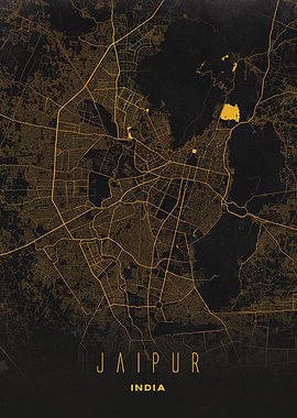 Jaipur, India City Map Artwork - Modern Minimalist Street Map of Jaipur's Iconic Urban Landscape