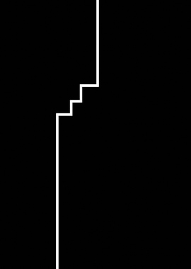 Minimalist White Line Staircase on Black