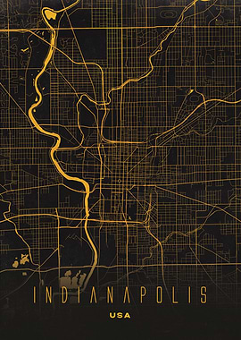 Indianapolis, USA City Map Artwork - Modern Minimalist Street Map of Indianapolis's Iconic Urban Landscape