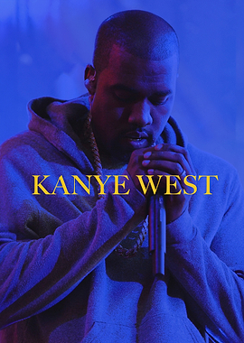 kanye west portrait in blue light