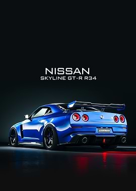 Blue Nissan Skyline GT-R R34