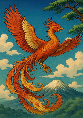 Phoenix Rising over Mount Fuji