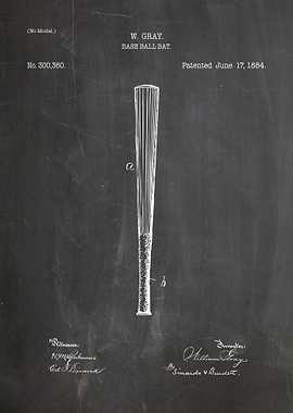 W. Gray Baseball Bat Patent Drawing