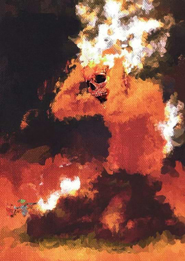 Skull in Fire Digital Painting