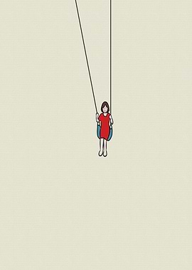 Girl on a swing illustration