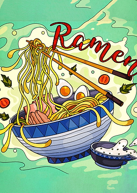 Stylized Ramen Bowl Illustration