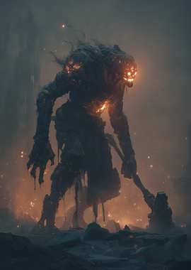 Fiery Monster with Hammer