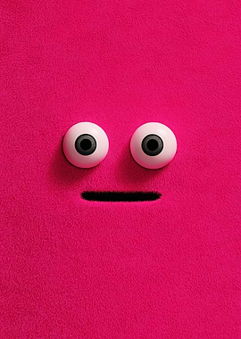Pink Furry Face with Googly Eyes