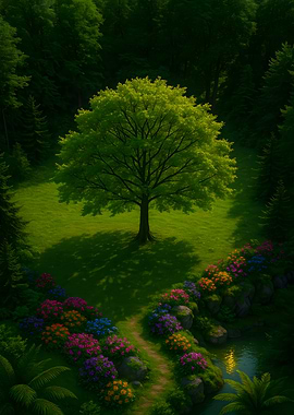 Lush Green Tree in a Garden
