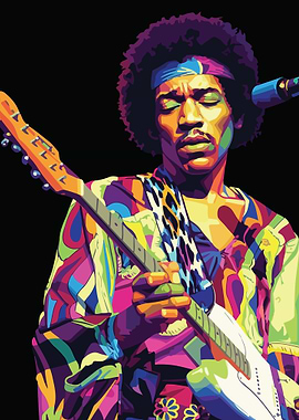 Jimi Hendrix Colorful Portrait