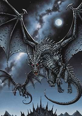 Dragons Flying Moonlight