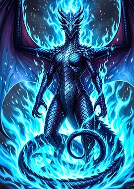 Blue Dragon in Flames
