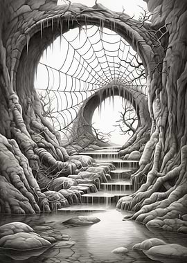 Monochrome Fantasy Landscape