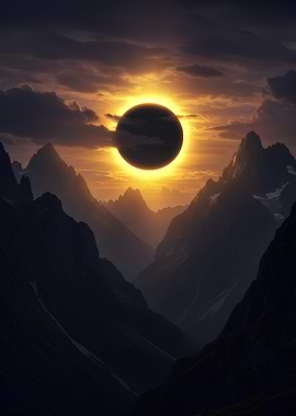 Mountain Eclipse Landscape