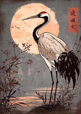 Crane Bird Japanese Art