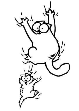 Two Cats Climbing Black and White